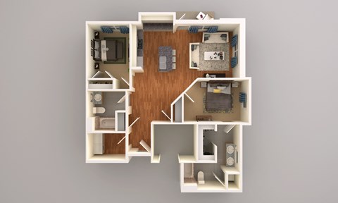 Floor plan for 2 beds, 2 baths, 1133 sqft